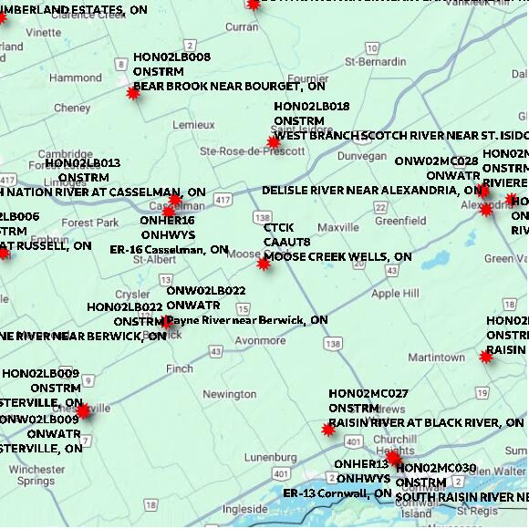 map at zoomlvl 60x60 kilometres for MOOSE CREEK WELLS