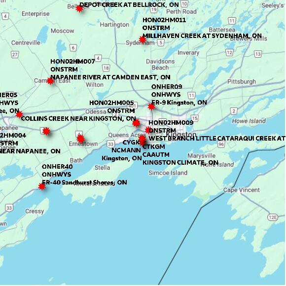 map at zoomlvl 60x60 kilometres for KINGSTON CLIMATE