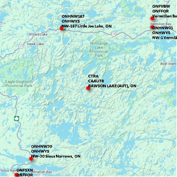 map at zoomlvl 60x60 kilometres for RAWSON LAKE (AUT)