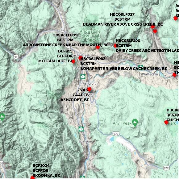 map at zoomlvl 60x60 kilometres for ASHCROFT