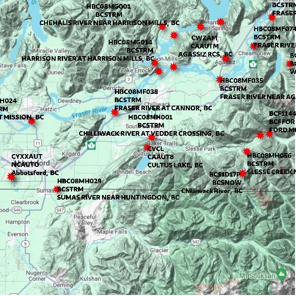 map at zoomlvl 60x60 kilometres for CULTUS LAKE