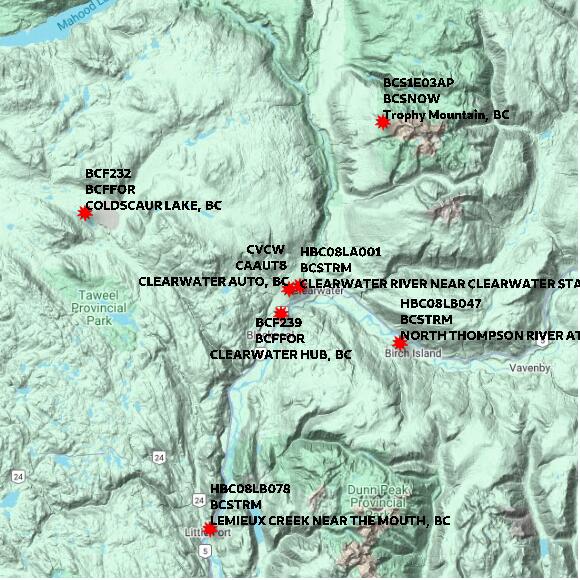 map at zoomlvl 60x60 kilometres for CLEARWATER AUTO
