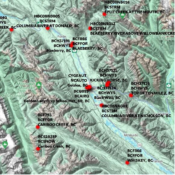 map at zoomlvl 60x60 kilometres for GOLDEN AIRPORT