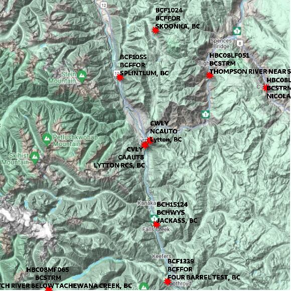 map at zoomlvl 60x60 kilometres for LYTTON RCS