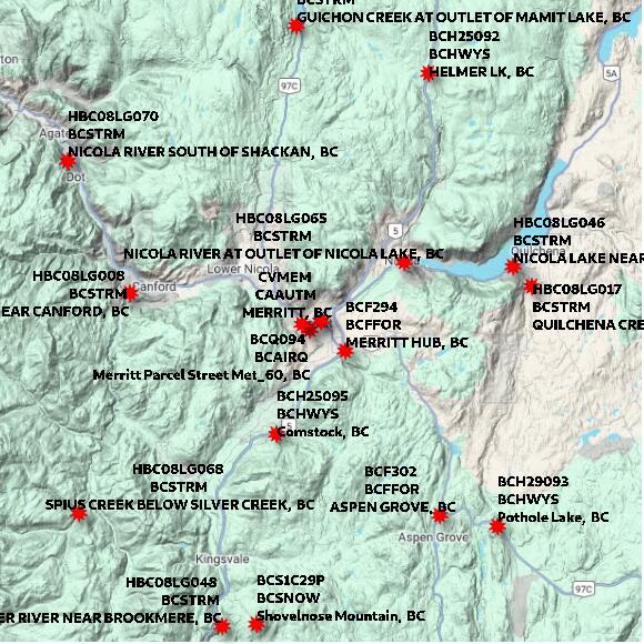 map at zoomlvl 60x60 kilometres for MERRITT