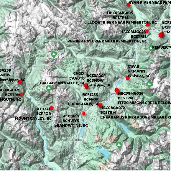 map at zoomlvl 60x60 kilometres for CALLAGHAN VALLEY