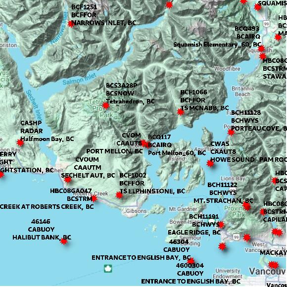 map at zoomlvl 60x60 kilometres for PORT MELLON