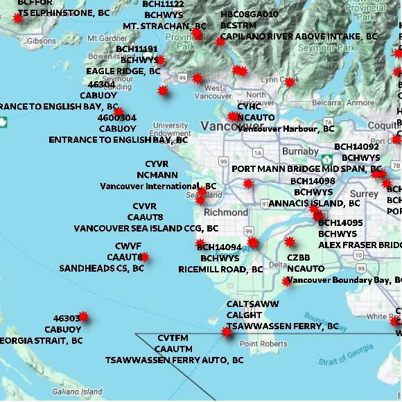 map at zoomlvl 60x60 kilometres for VANCOUVER SEA ISLAND CCG