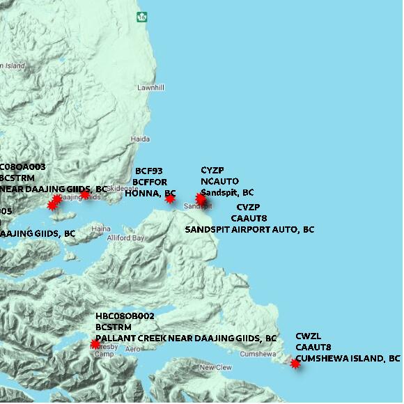 map at zoomlvl 60x60 kilometres for SANDSPIT AIRPORT AUTO