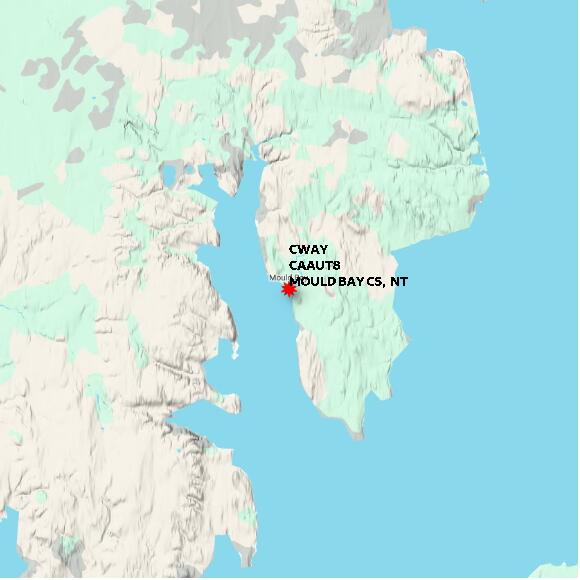 map at zoomlvl 60x60 kilometres for MOULD BAY CS