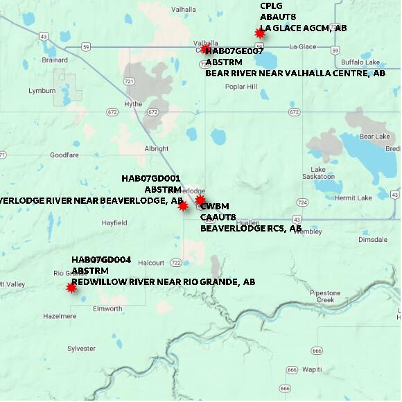 map at zoomlvl 60x60 kilometres for BEAVERLODGE RCS