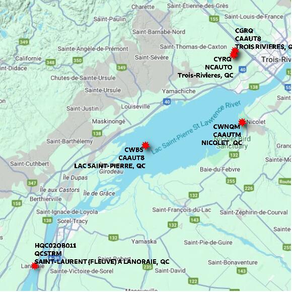 map at zoomlvl 60x60 kilometres for LAC SAINT-PIERRE