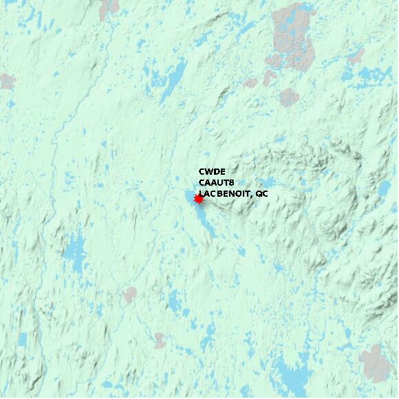 map at zoomlvl 60x60 kilometres for LAC BENOIT