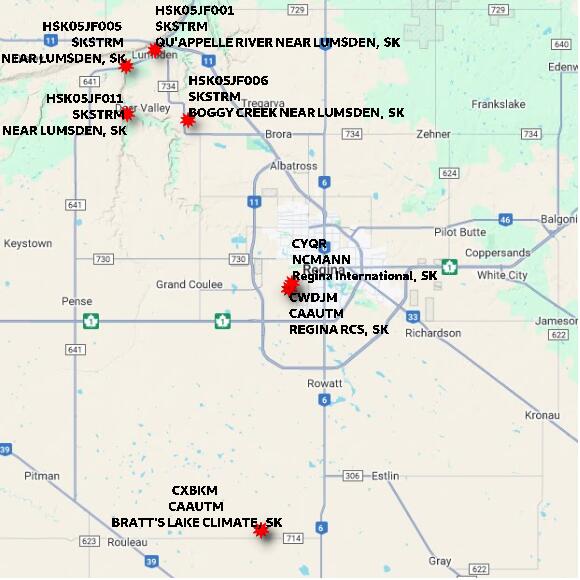 map at zoomlvl 60x60 kilometres for REGINA RCS