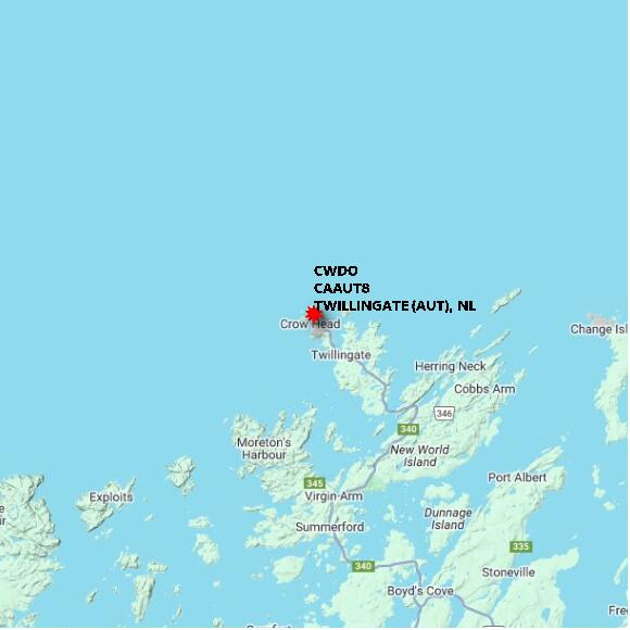 map at zoomlvl 60x60 kilometres for TWILLINGATE (AUT)