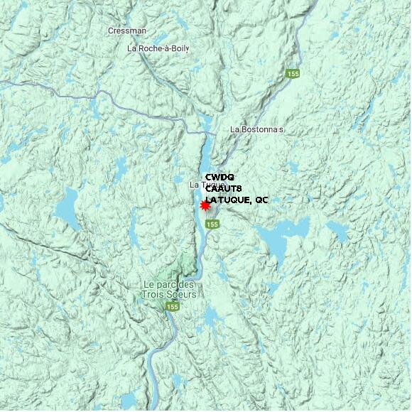 map at zoomlvl 60x60 kilometres for LA TUQUE