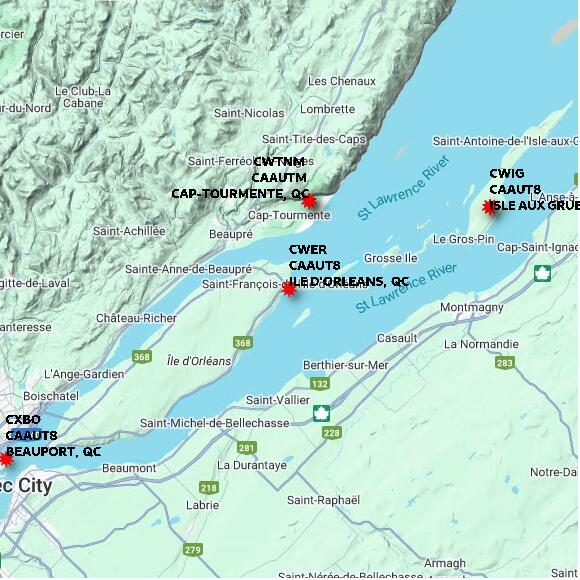 map at zoomlvl 60x60 kilometres for ILE D'ORLEANS
