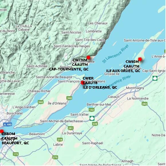 map at zoomlvl 60x60 kilometres for ILE D'ORLEANS