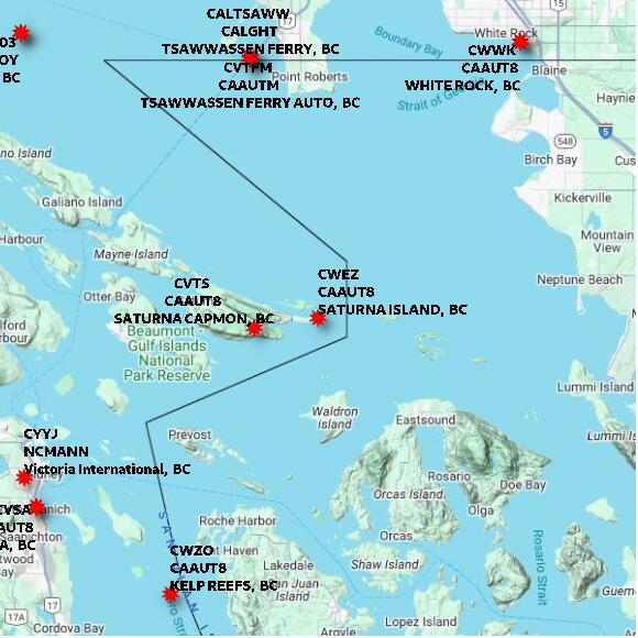 map at zoomlvl 60x60 kilometres for SATURNA ISLAND