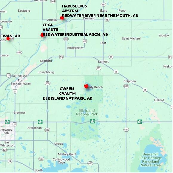 map at zoomlvl 60x60 kilometres for ELK ISLAND NAT PARK