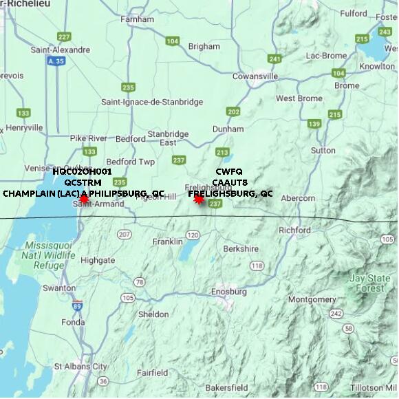 map at zoomlvl 60x60 kilometres for FRELIGHSBURG