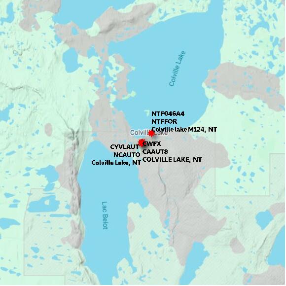 map at zoomlvl 60x60 kilometres for COLVILLE LAKE