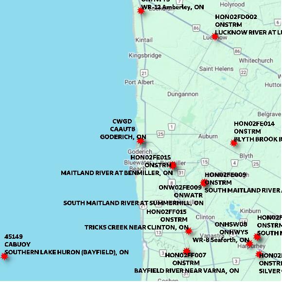 map at zoomlvl 60x60 kilometres for GODERICH
