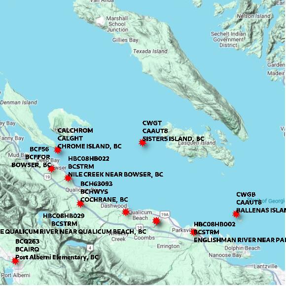 map at zoomlvl 60x60 kilometres for SISTERS ISLAND