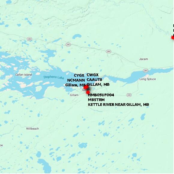 map at zoomlvl 60x60 kilometres for GILLAM