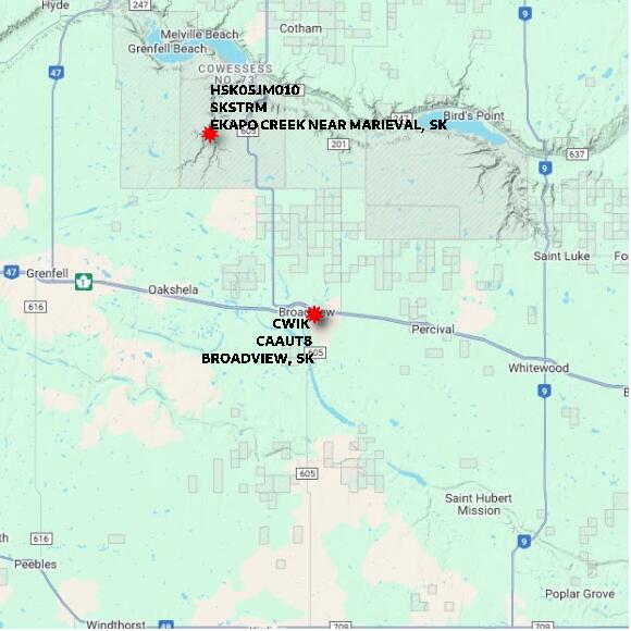 map at zoomlvl 60x60 kilometres for BROADVIEW