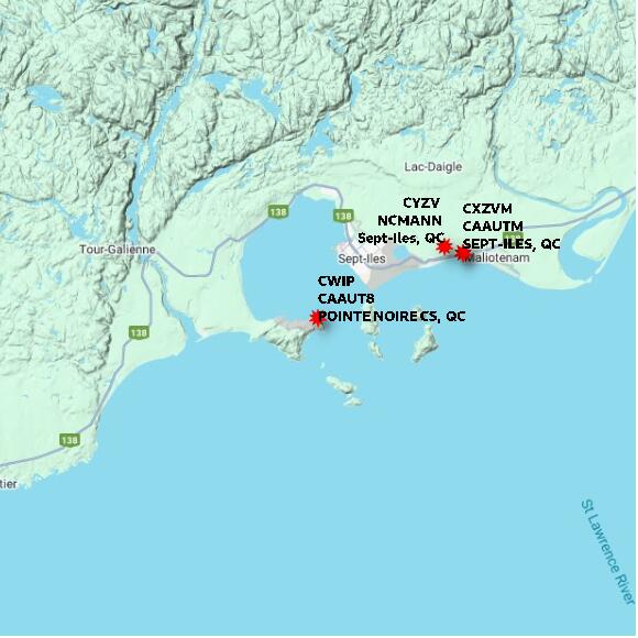 map at zoomlvl 60x60 kilometres for POINTE NOIRE CS