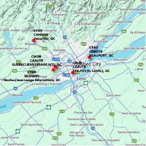 map at zoomlvl 60x60 kilometres for STE-FOY (U. LAVAL)