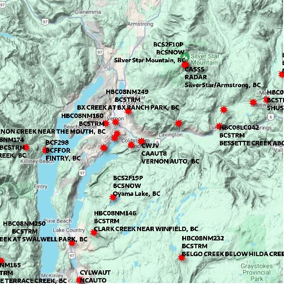map at zoomlvl 60x60 kilometres for VERNON AUTO