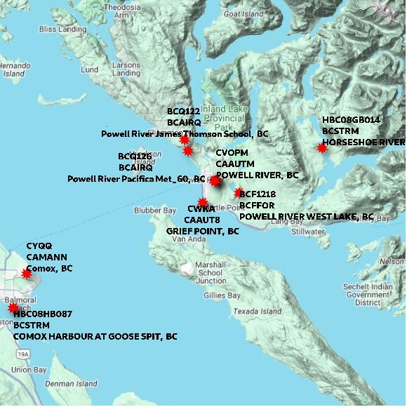 map at zoomlvl 60x60 kilometres for GRIEF POINT