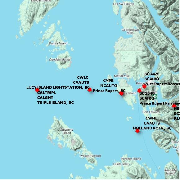 map at zoomlvl 60x60 kilometres for LUCY ISLAND LIGHTSTATION