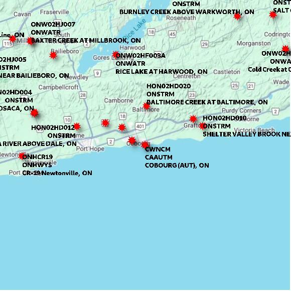 map at zoomlvl 60x60 kilometres for COBOURG (AUT)