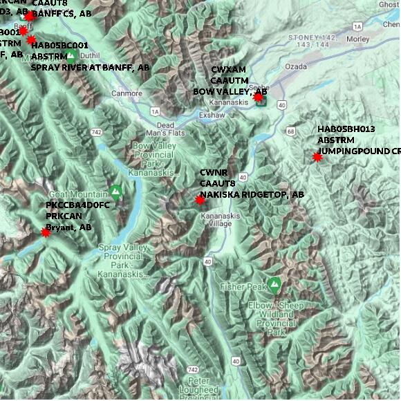 map at zoomlvl 60x60 kilometres for NAKISKA RIDGETOP