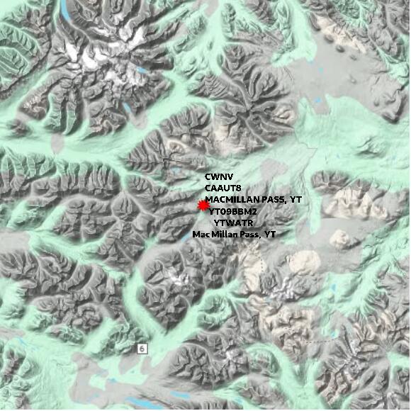 map at zoomlvl 60x60 kilometres for MACMILLAN PASS