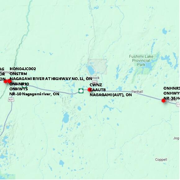 map at zoomlvl 60x60 kilometres for NAGAGAMI (AUT)