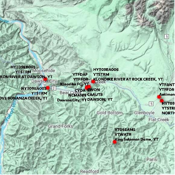 map at zoomlvl 60x60 kilometres for DAWSON