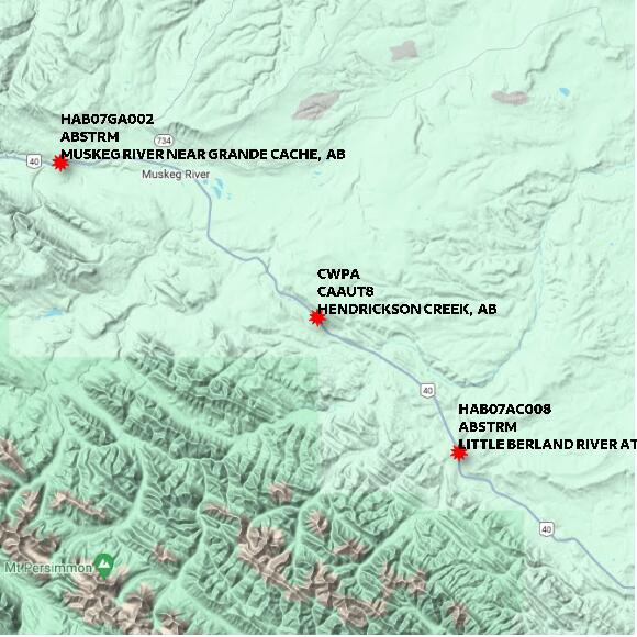 map at zoomlvl 60x60 kilometres for HENDRICKSON CREEK