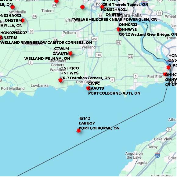 map at zoomlvl 60x60 kilometres for PORT COLBORNE (AUT)