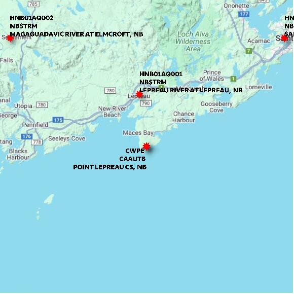 map at zoomlvl 60x60 kilometres for POINT LEPREAU CS