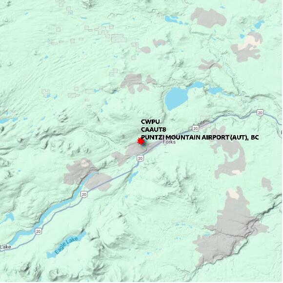 map at zoomlvl 60x60 kilometres for PUNTZI MOUNTAIN AIRPORT (AUT)