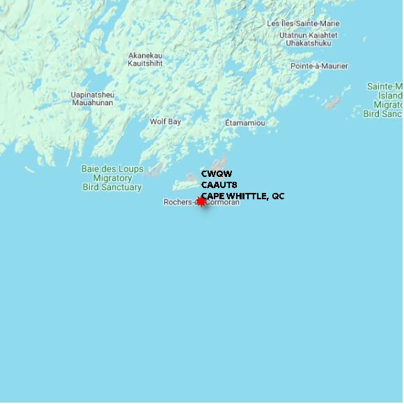 map at zoomlvl 60x60 kilometres for CAPE WHITTLE