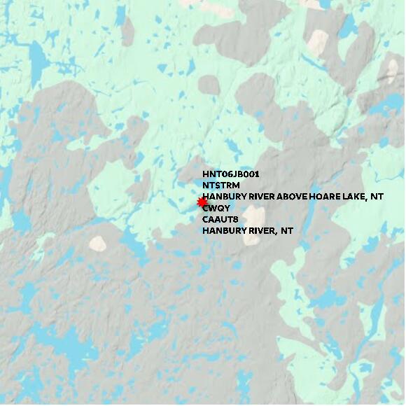 map at zoomlvl 60x60 kilometres for HANBURY RIVER