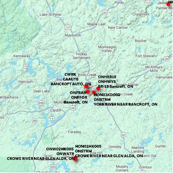 map at zoomlvl 60x60 kilometres for BANCROFT AUTO