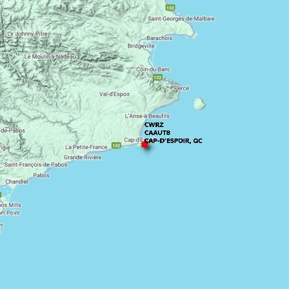 map at zoomlvl 60x60 kilometres for CAP-D'ESPOIR