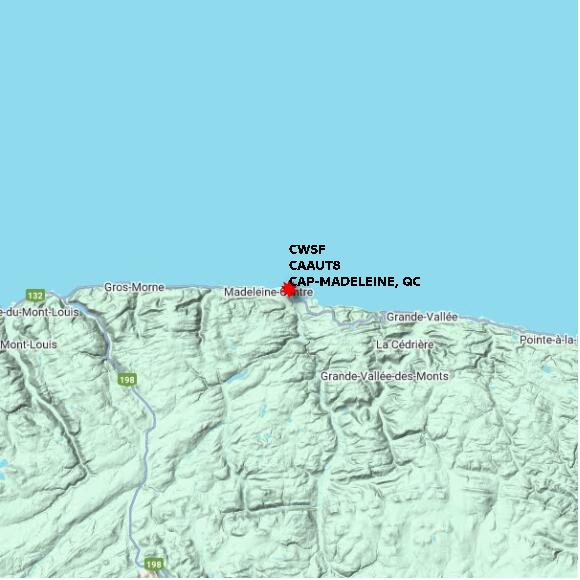 map at zoomlvl 60x60 kilometres for CAP-MADELEINE