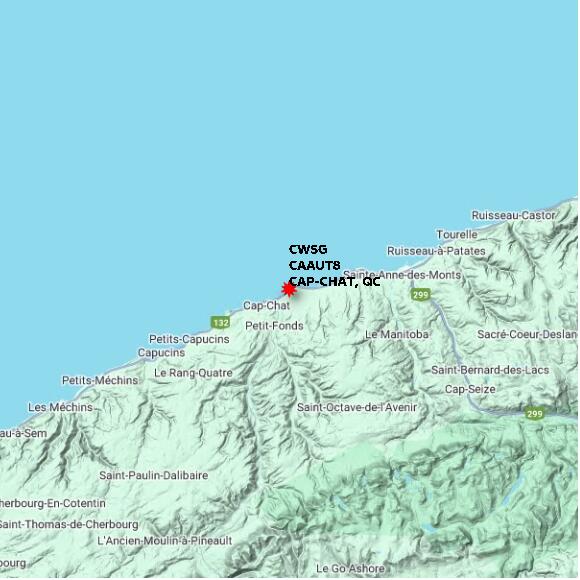 map at zoomlvl 60x60 kilometres for CAP-CHAT